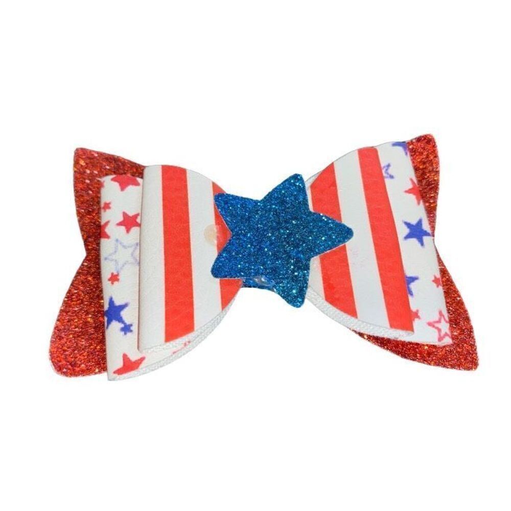 ⭐️5/$10⭐️ Stars and Stripes Faux Leather Bow